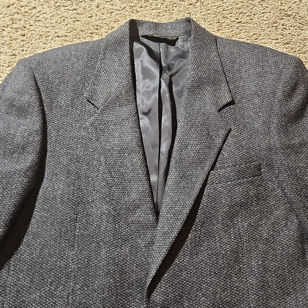 American‎ Trend Blazer Mens 42R Wool Sport Coat Houndstooth Blue Gray